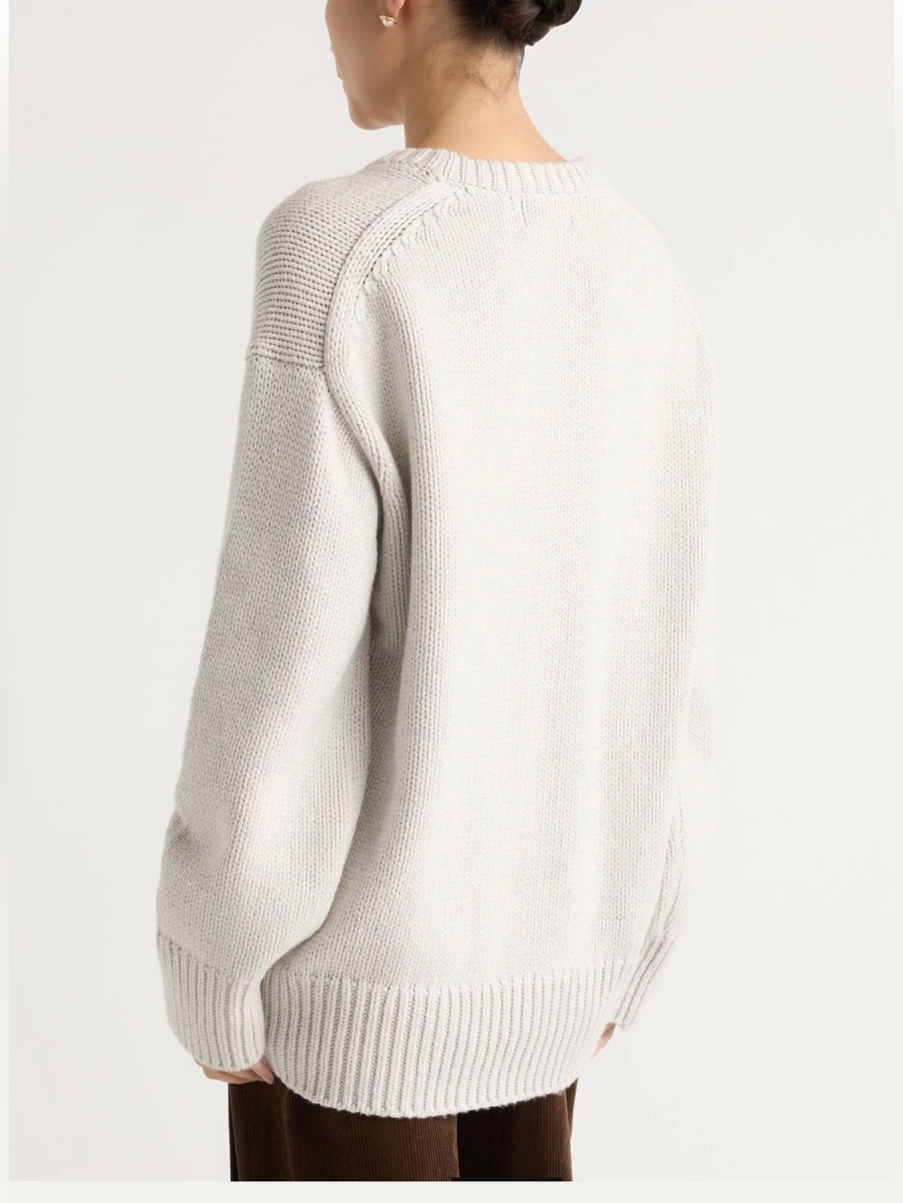 Modern Citizen Archie Deep U Scoop Neck Cotton Sweater Nimbus Light Gray Sze Med - Picture 3 of 16